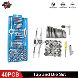 Hampton 40pcs Alloy Steel Imperial Thread Tap And Die Set For Metal Working Die Wrench Hand Threading Tools Screw Tap Drill Bit