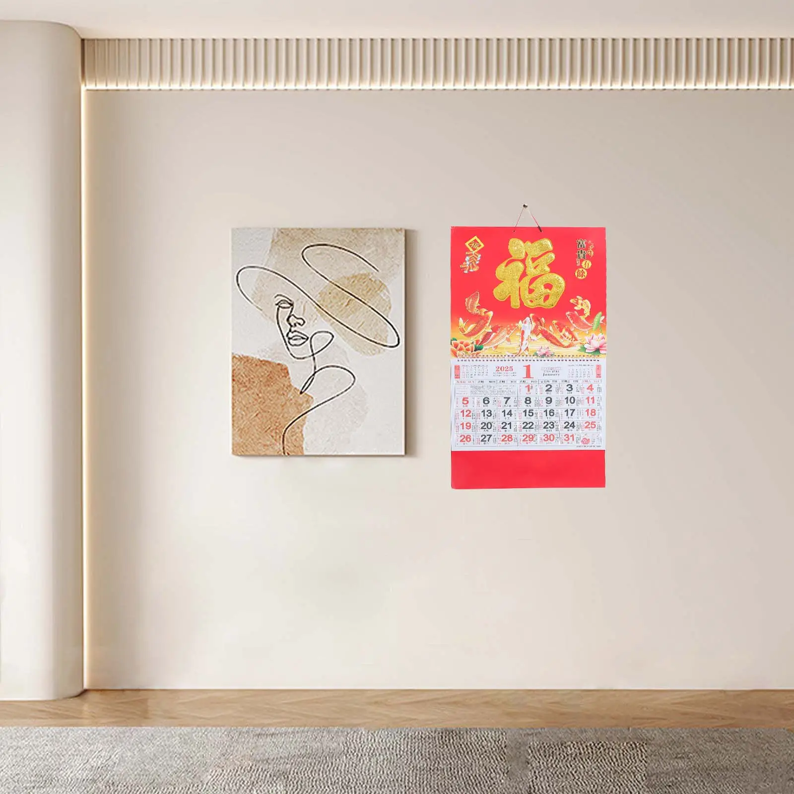 

Настенный календарь на 2025 год (Год Змеи) с китайскими лунными праздниками, ежемесячный планировщик с иероглифом «Фу», декор в стиле фэн-шуй для офиса и дома