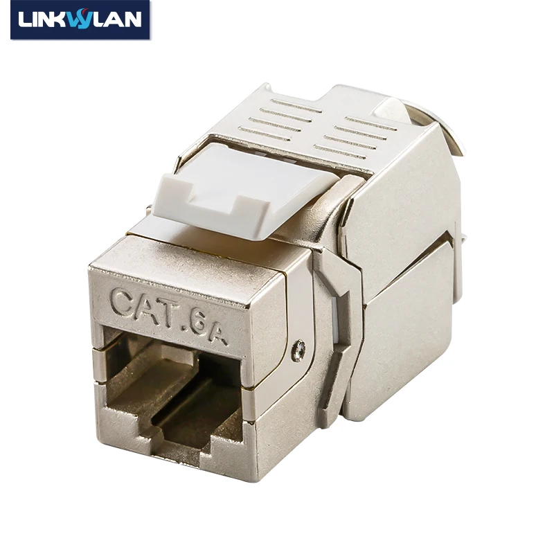 Linkwylan Network Cat5e Cat6 Cat6A Bez narzędziowy moduł Keystone Jack W pełni ekranowane gniazdo RJ45 do LSA Beznarzędziowe zakończenie