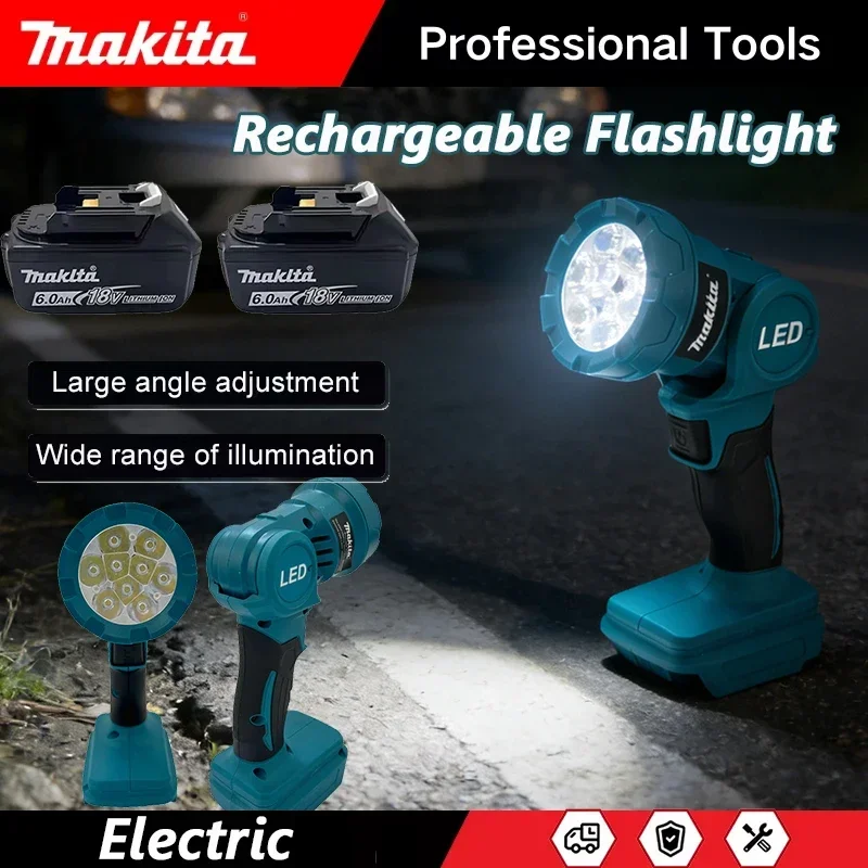 

Аккумуляторный светодиодный фонарь Makita, ручной прожектор для улицы, перезаряжаемый фонарь, рабочий светильник для стройплощадки, для аккумуляторов 18В