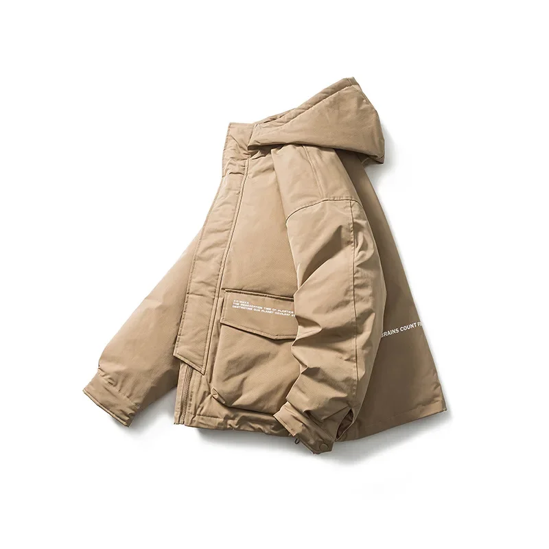 Winter neue drei dimensionale große Tasche Kapuze Daunen jacke japanische Retro einfarbig warm im Freien Windschutz Daunen jacke Männer