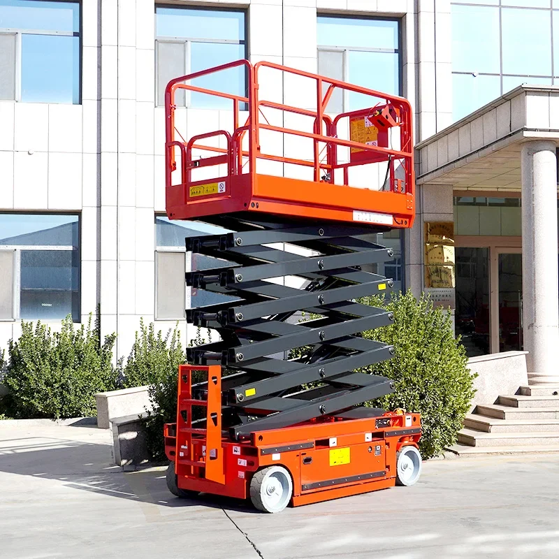 Self Propelled Scissor Lift Platform Electric Hydraulic 5-8M Height Compact Design Mobile Aerial Work Platform for Indoor Use