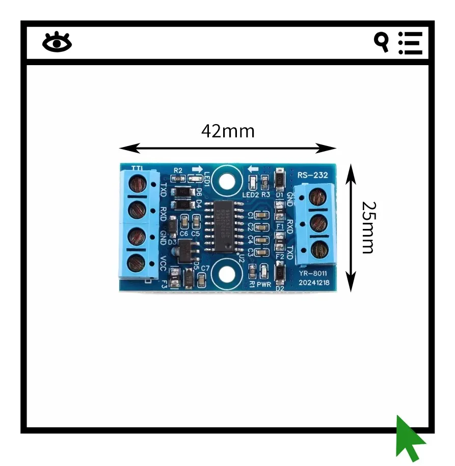 

2 шт. YR-8011_Высокопроизводительный модуль преобразователя TTL в RS-232_Высокоскоростной, широкополосный источник питания, совместимый с напряжением 3,3/5 В.