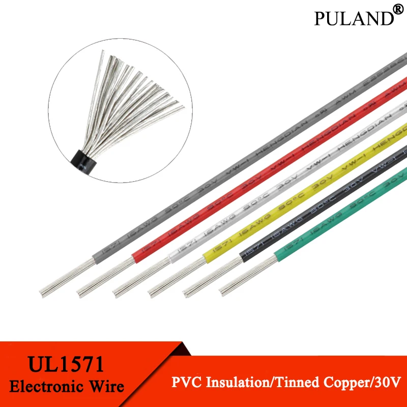

UL1571 Electronic Wire 32 30 28 26 24 22 20 18 16 AWG PVC Insulated Tinned Copper Environmental DIY Cord LED Line