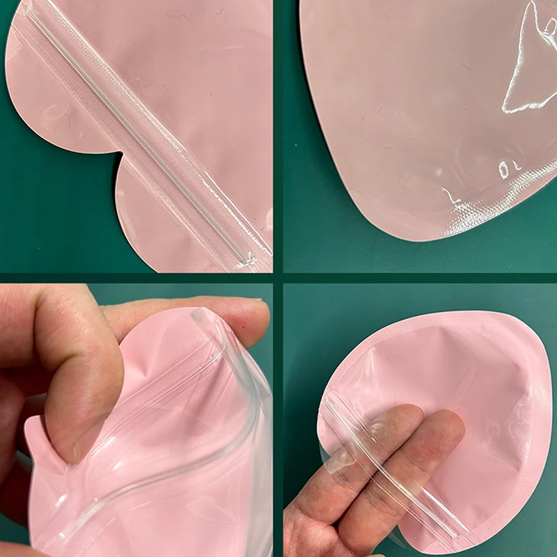 Bolsa iridiscente con cierre de cremallera para joyería, bolsas de sellado de plástico transparente con forma de corazón para exhibición de joyería, embalaje para collar, pendientes y pulsera, 10 piezas