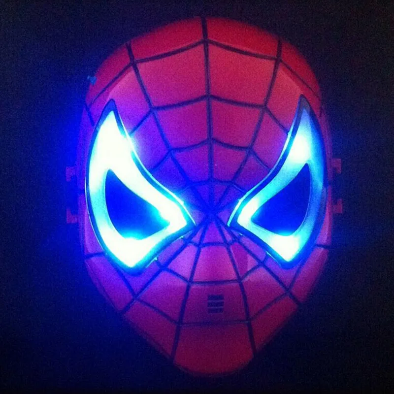 Maschera da supereroe Spiderman Hulk Pantera nera Iron Man Thor Maschera da gioco di Halloween con luce a led