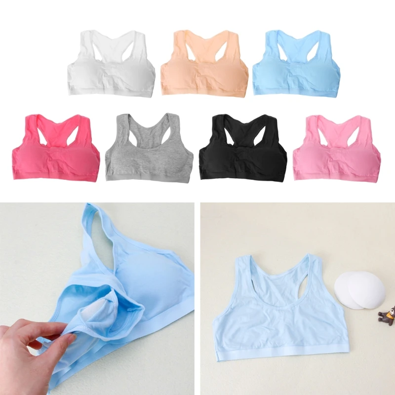 

Girl Bra Teen Crop Top Underwear Vest Puberty Sport Training Bras Solid Color Streetwear Tube Top for Girl Birthday Gift