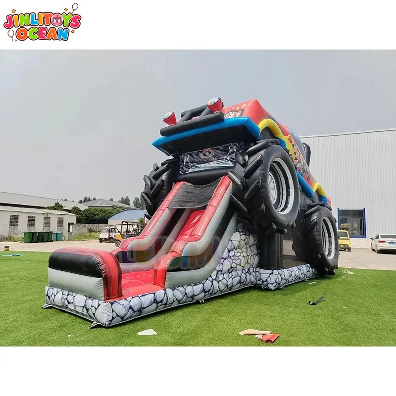 Monster Truck Inflatable Bounce House With Slide, Commercial Giant Car Theme Inflatable Jumping Castle for Kids Party Rental