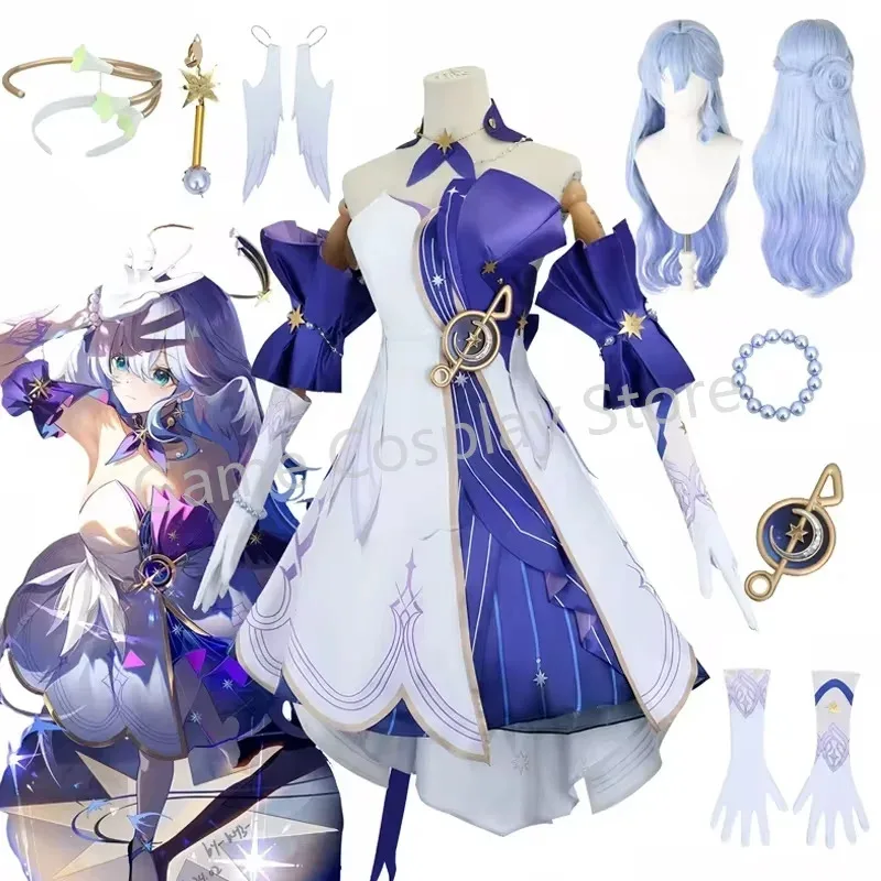 Una arena de osos Honkai Star Rail Robin Cosplay disfraz figuras de juego vestidos de Halloween peluca uniforme completo 2025 nuevo