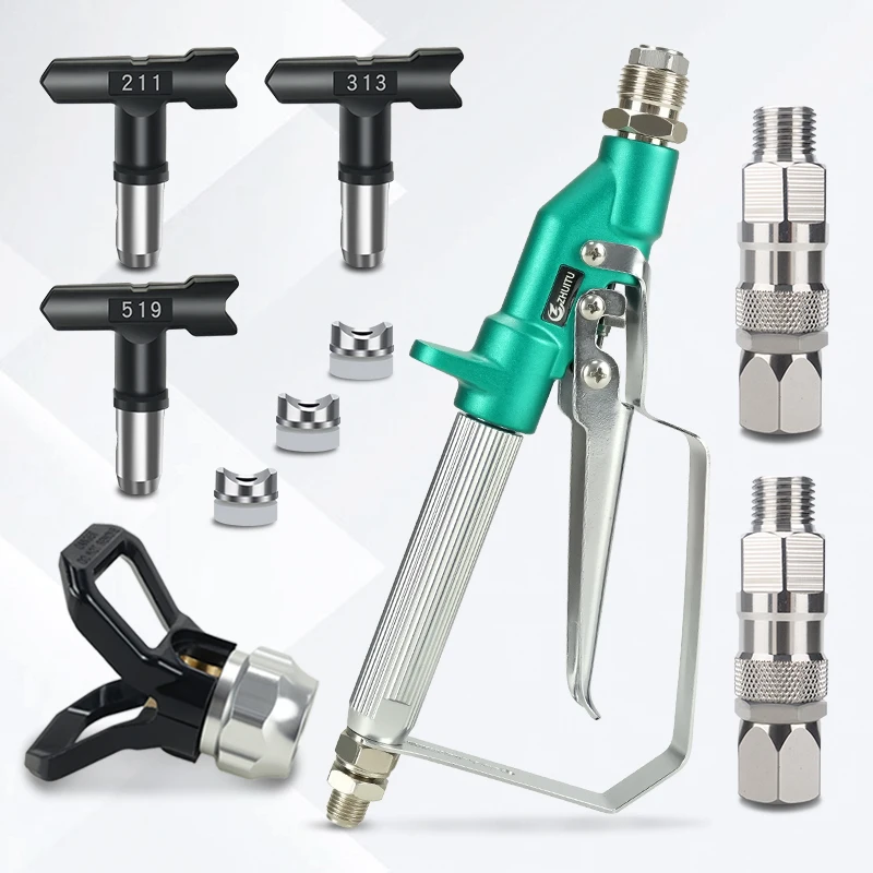 1. Airless Paint Spray Gun Kit with 211 313 519 Nozzle Tips 360° Rotary Joint Nozzle Holder High Pressure Sprayer Parts