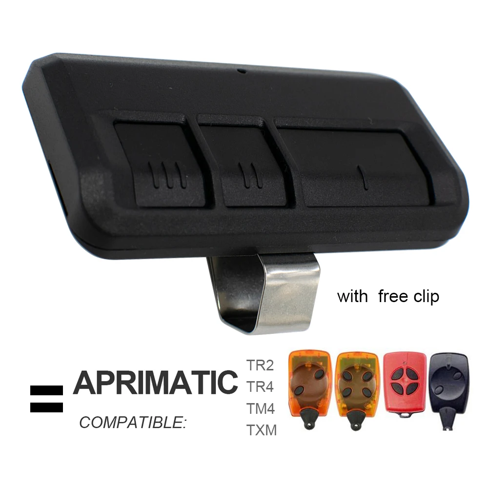New Clone APRIMATIC TR4 TM4 TXM Garage Door Remote Control Multi-Frequency 280-868MHz Fixed Rolling Code Controller With Clip