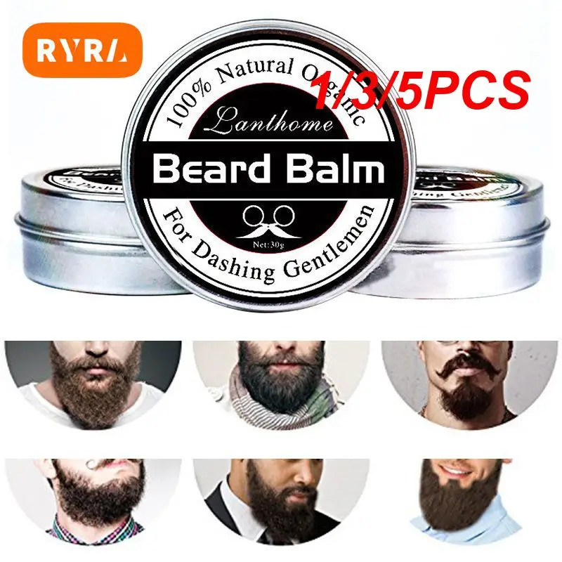 1/3/5PCS Man Beard Balm Natural Conditioner Beeswax Moisturizing Smoothing Effective Promte Beard Growth Beard Care Hair Product