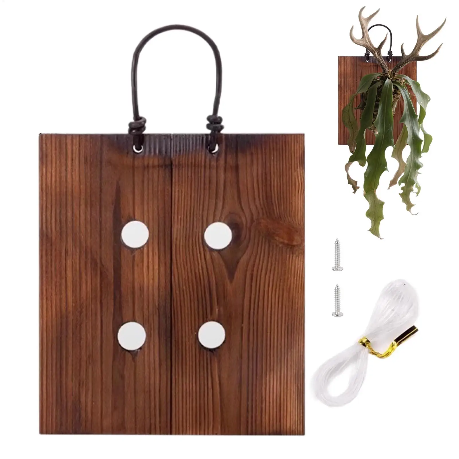 Staghorn Fern Wall Mount Board Wooden Planter Kit with Hardware Farmhouse Style Living Wall Planter for Indoor Patio Garden