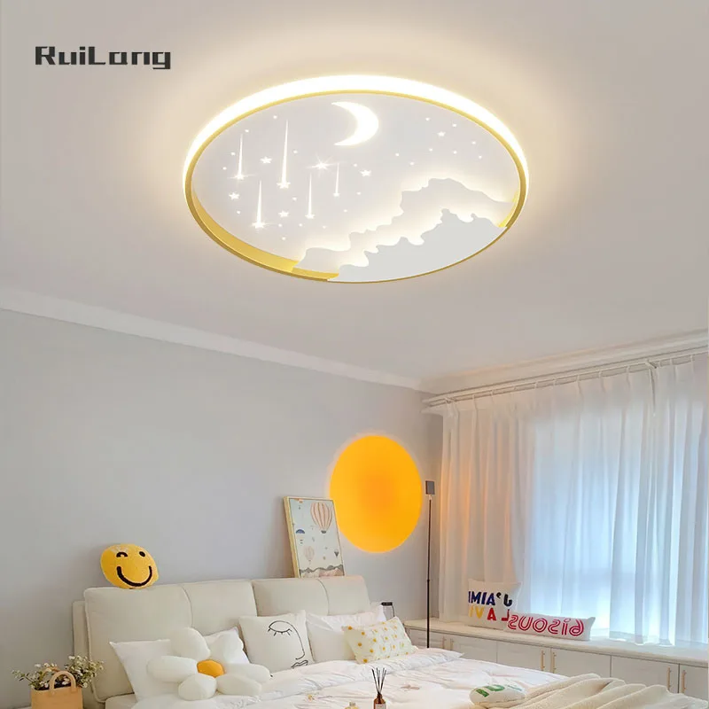 

Children Bedroom Lamps Led Ceiling Lamp White Blue Cloud Star Moon Chandelier Kids Room Girl Boys Baby Kitchen Ceiling Light Luz