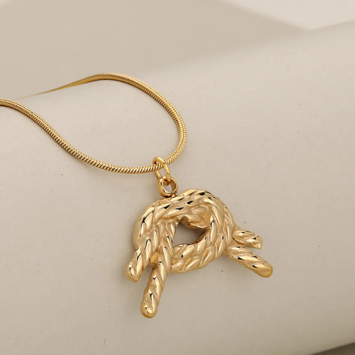 Layering Essential Knotted Twist Braided Retro Stainless Steel Snake Chain Pendant Necklace For Women and man