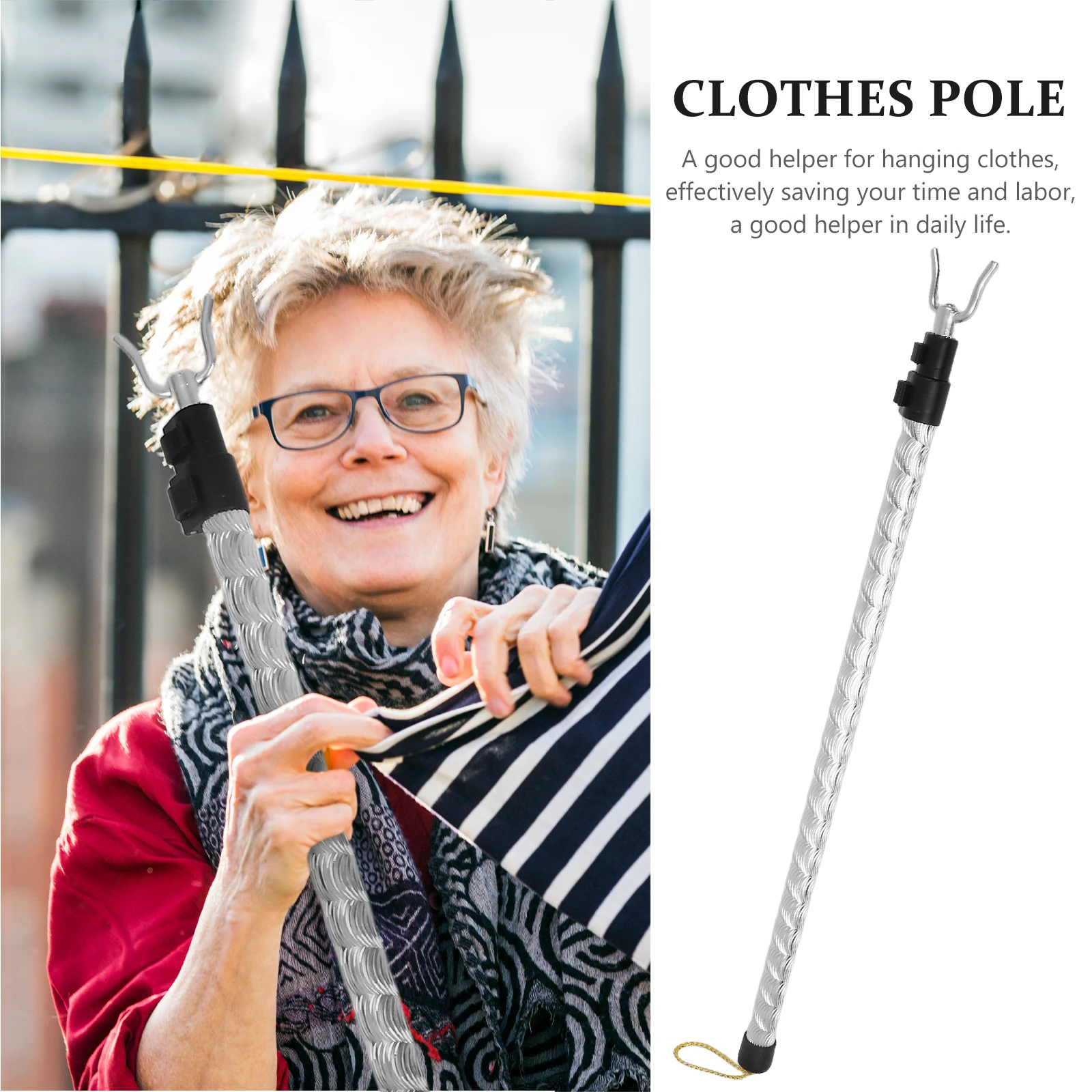 

Telescopic Clothes Rail Pole with Hook Closet Reacher Drying Rack Hanger Garment Retriever Long Alloy Stick home clothing tool