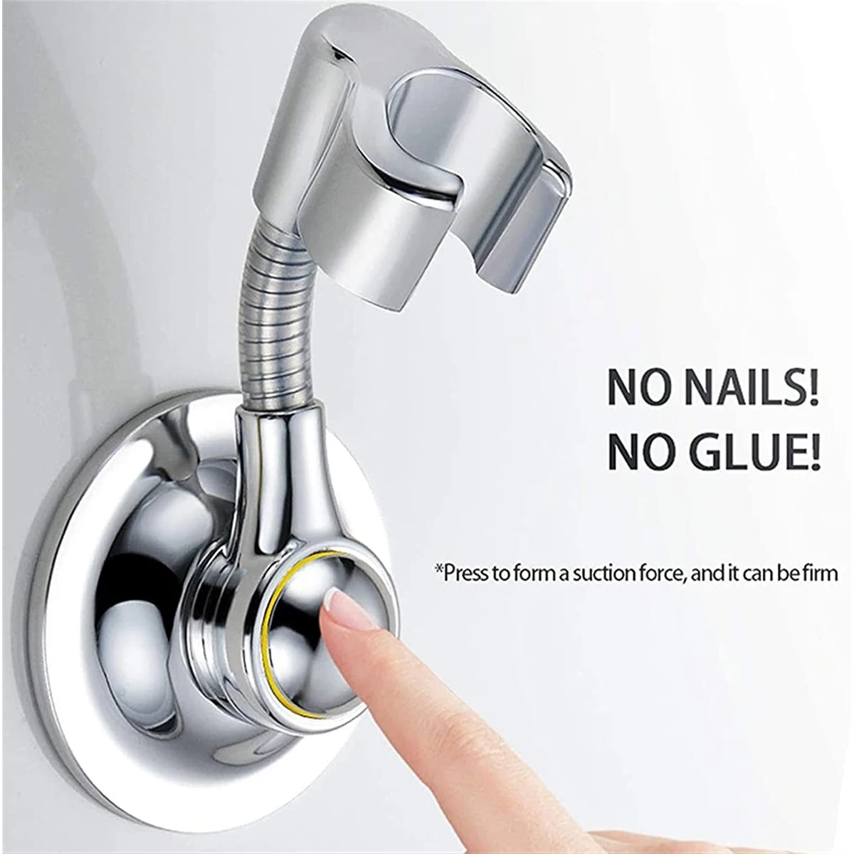 Shower Suction Cup Holder Hand Held Adjustable Height Shower Head Holder, Multi-Directional Removable Wall Suction Cup Holder