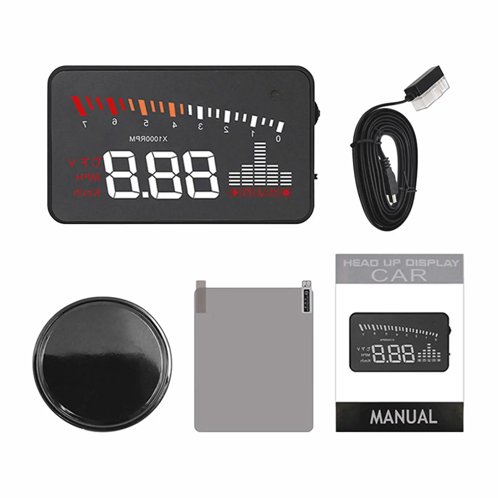 Car Head-up Display Cars Voltage Brightness Adjustment Speedometer Universal 3.5inch Screen Head up Projector Gauge Display