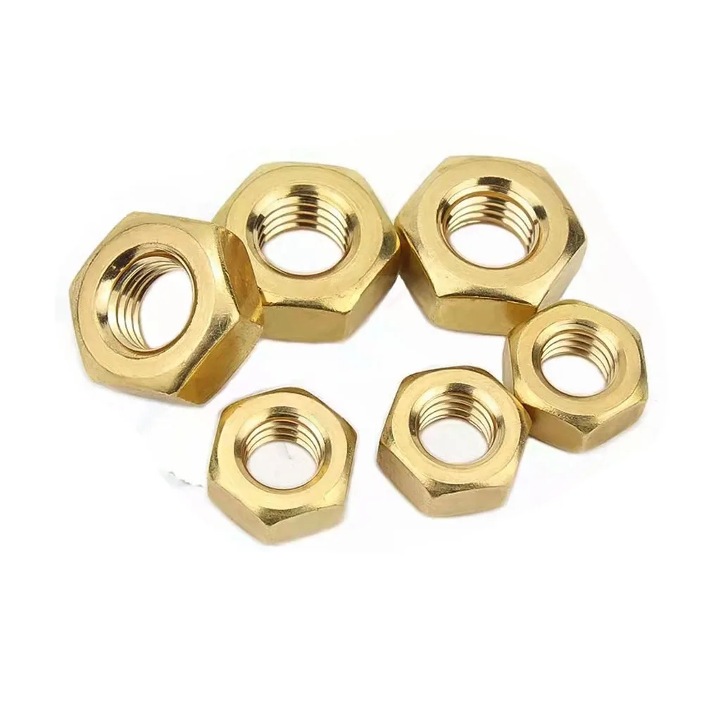 5/10/20/50/100Pcs M1 M1.2 M1.4 M1.6 M2 M2.5 M3 M4 M5 M6 M8 M10 M12 Solid Brass Copper Hex Hexagon Nut DIN934