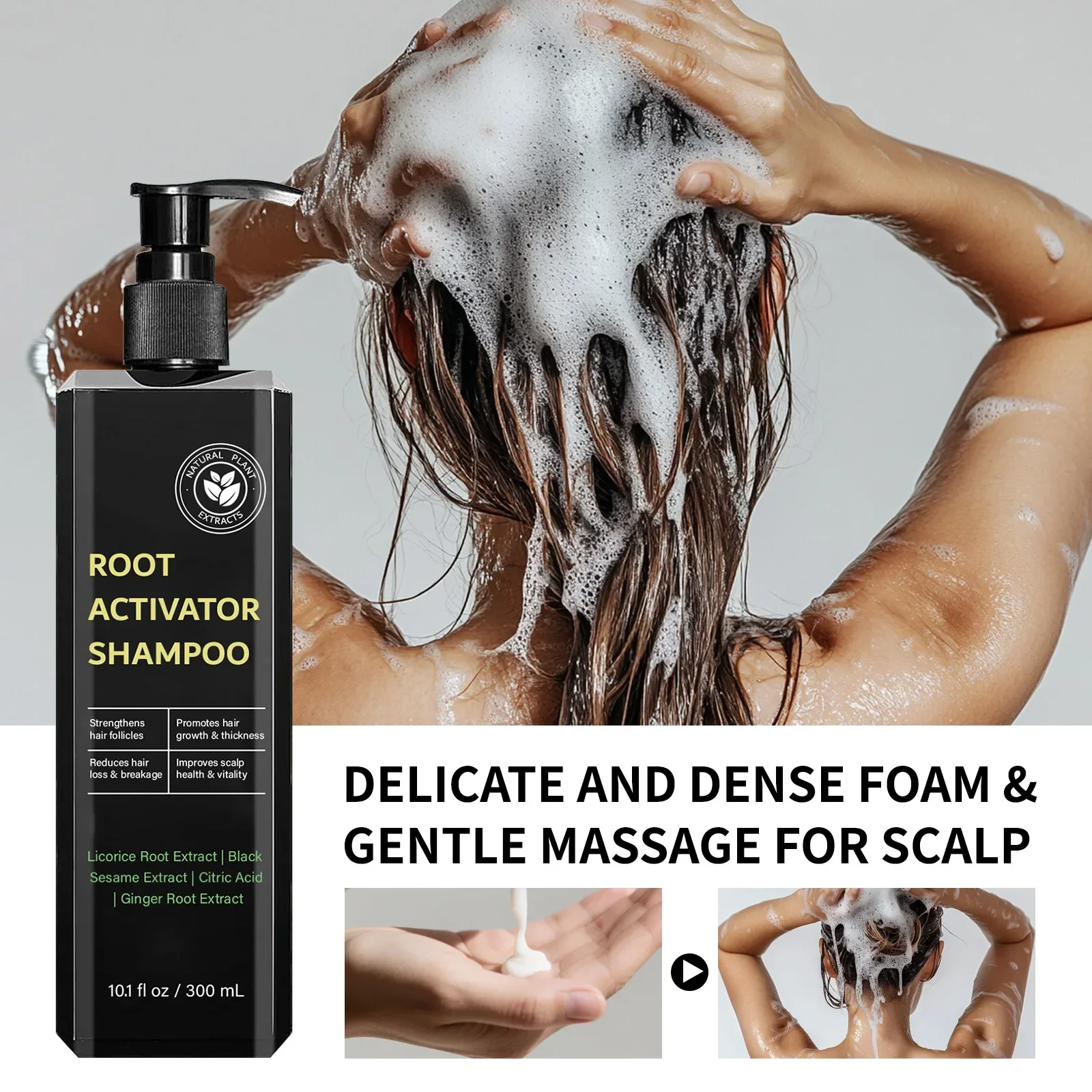 

Thickening & Anti-Hair Loss Shampoo 300ml - Root Activating Formula for Thinning Hair, Prevents Baldness & Reduces Shedding.