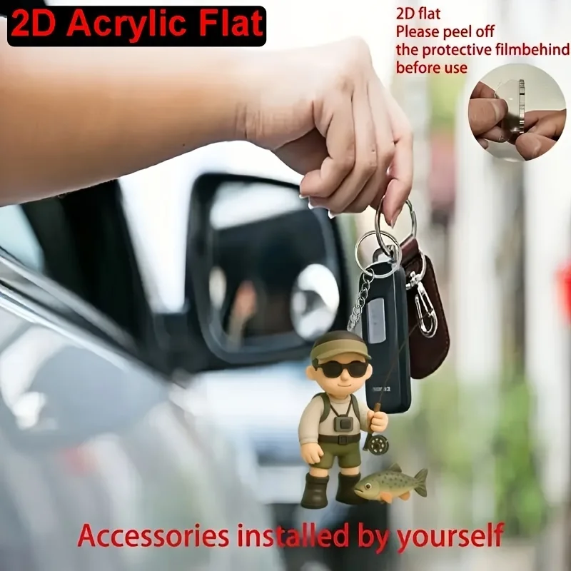 3/6-Piece Set of Fishing Enthusiast Keychains, Cute Fisherman Rod Design Key Chains, Backpack Charms, Wallet Decorations, Perfect Birthday Gifts, Christmas Gifts, and Father's Day Gifts