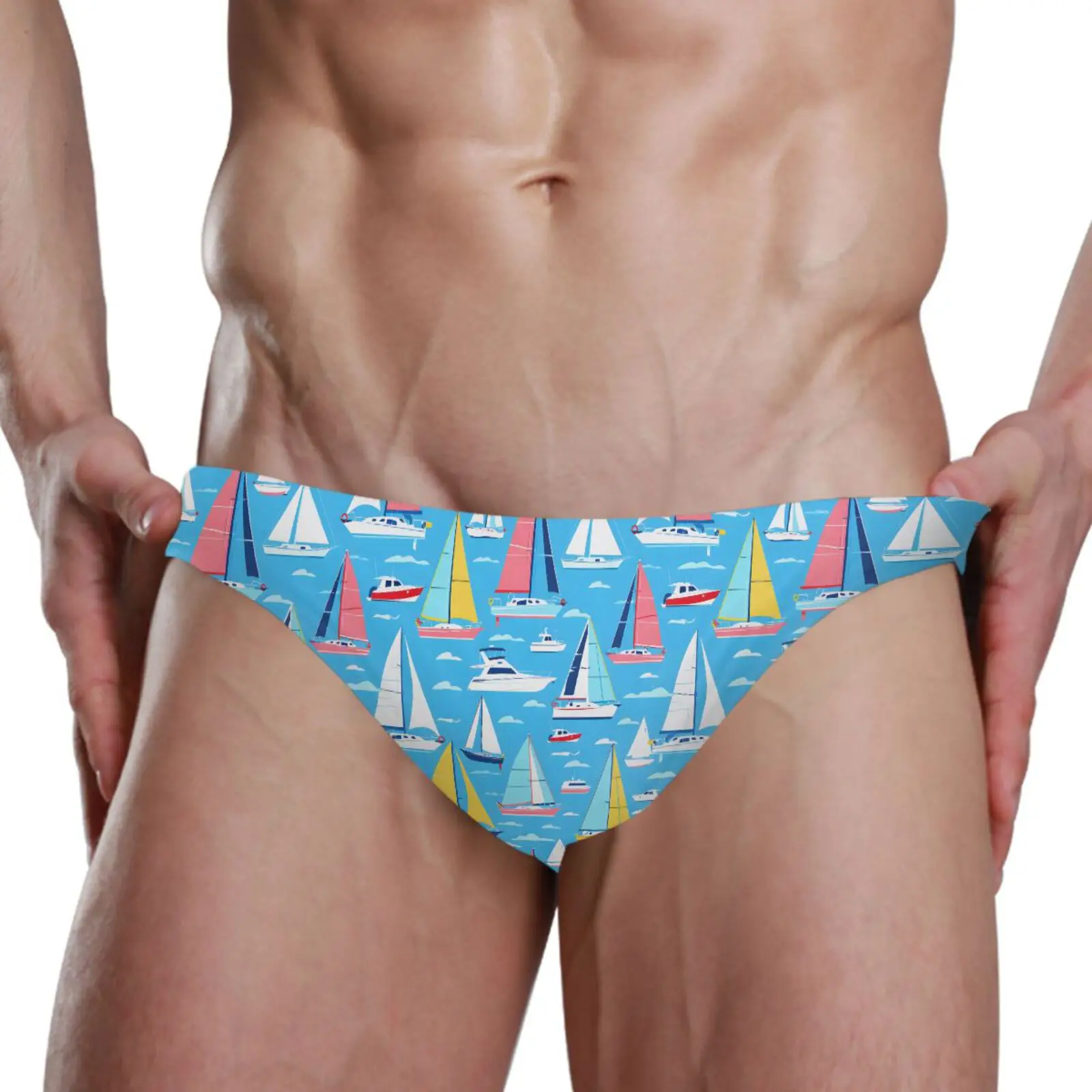 Man's Brand Swimming Briefs Low Waist Sailing print Swimwear drop With Push-up Pad Sexy Shorts Trunks Boxers Summer Men's Swim gallery 4