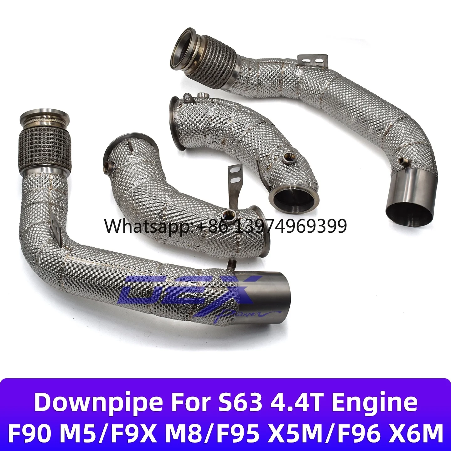For DEX Downpipe for F90 M5/F9X M8/F95 X5M/F96 X6M S63 4.4T V8 Engine SS304 Heat Shield HighFlow Performance Exhaust Down Pipe
