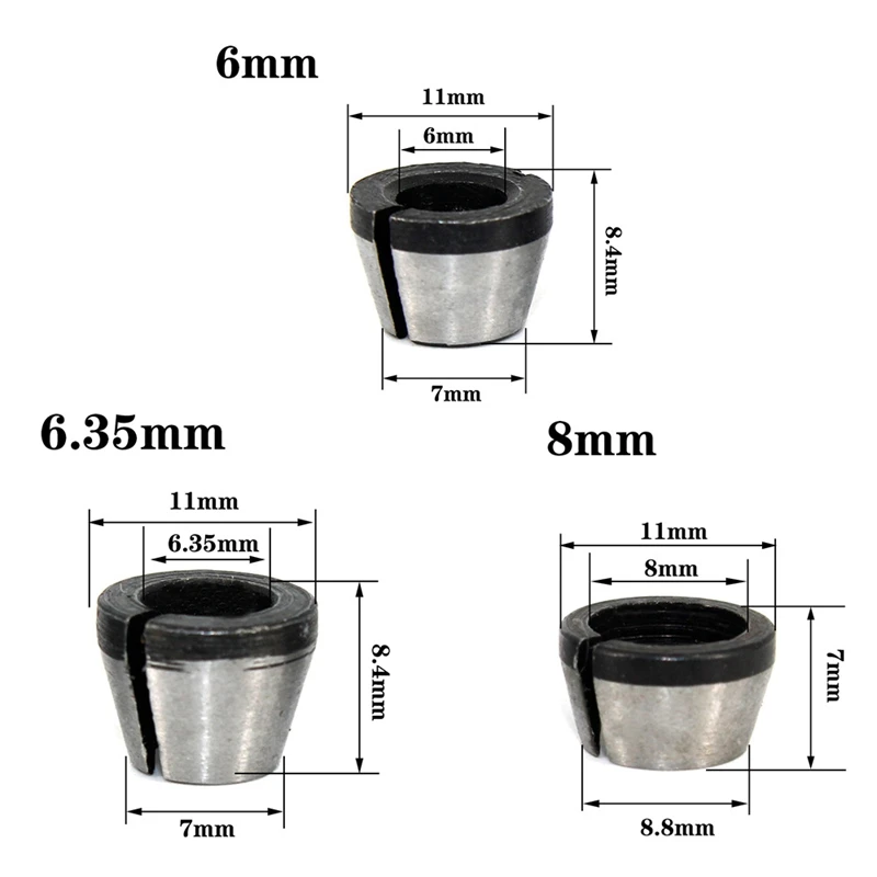 Router Collet Set com Chuck Heads, Adaptador para Brocas, Gravura, Corte, Máquina de Escultura, Roteador Elétrico, Fresa, 8 Pcs