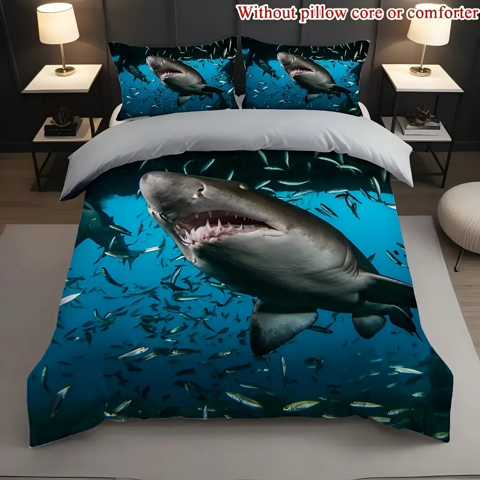 

Комплект пододеяльников с 3D принтом акулы, комплект постельного белья в стиле «Подводный мир», приключенческий стиль, домашний текстиль, роскошный пододеяльник, наволочка