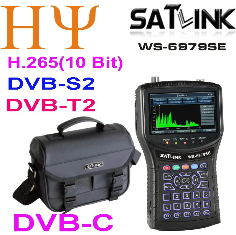 Original Satlink WS-6979SE DVB-S2 T2 DVB-C H.265(10bit) MPEG4 COMBO Spectrum Satellite Meter Finder ws6979se signal finder