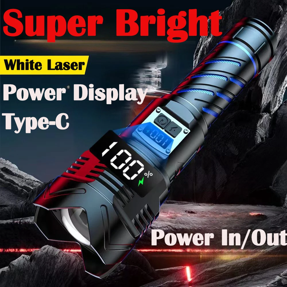 High Power LED Flashlight USB Rechargeable Strong Light Tactical Torch Outdoor Camping Long-range Lamp Waterproof Zoom Lantern