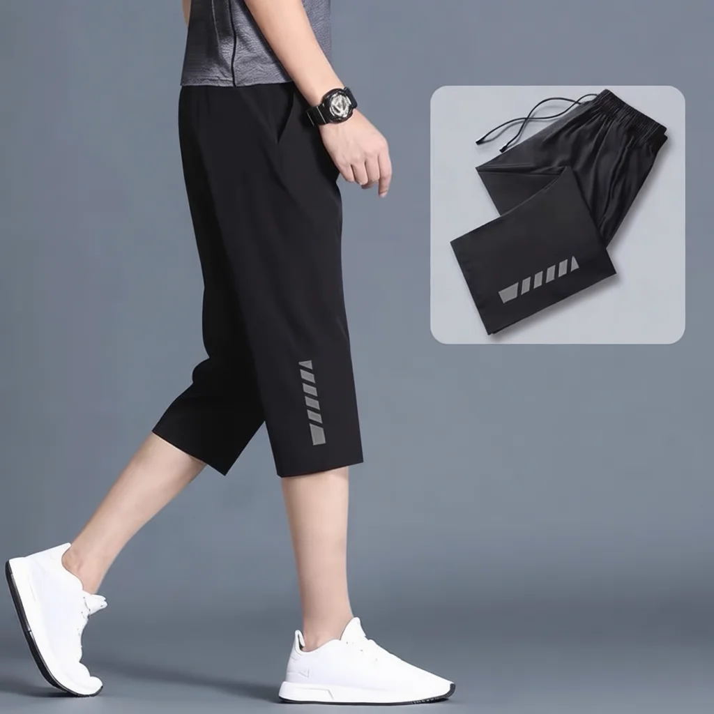 Mens Ice Silk Shorts Summer Casual Breathable Quick Dry Sport Pants Loose Fit Thin Lightweight Comfortable Streetwear Trousers