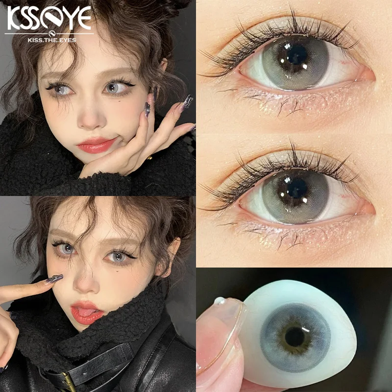 KSSEYE 1Pair New Natural Eye Color Contact Lenses with Prescription Grey Lens Myopia Degree Soft Beautiful Pupil Fast Shipping