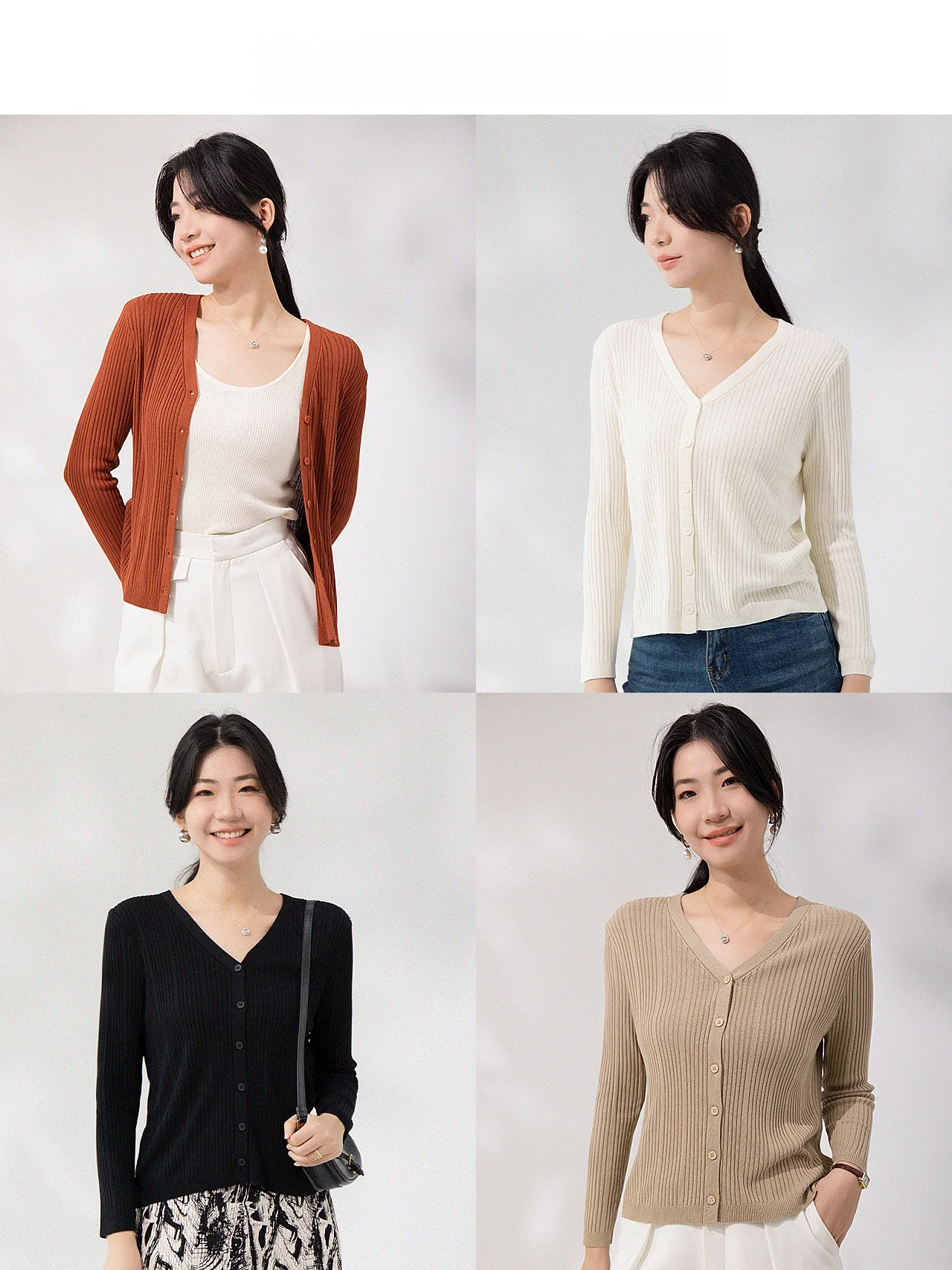 

Annibycn Basic Knitted Open Cardigan Women's V-Neck Minimalist Outerwear Spring Autumn New Style Long Sleeve Regular Fit