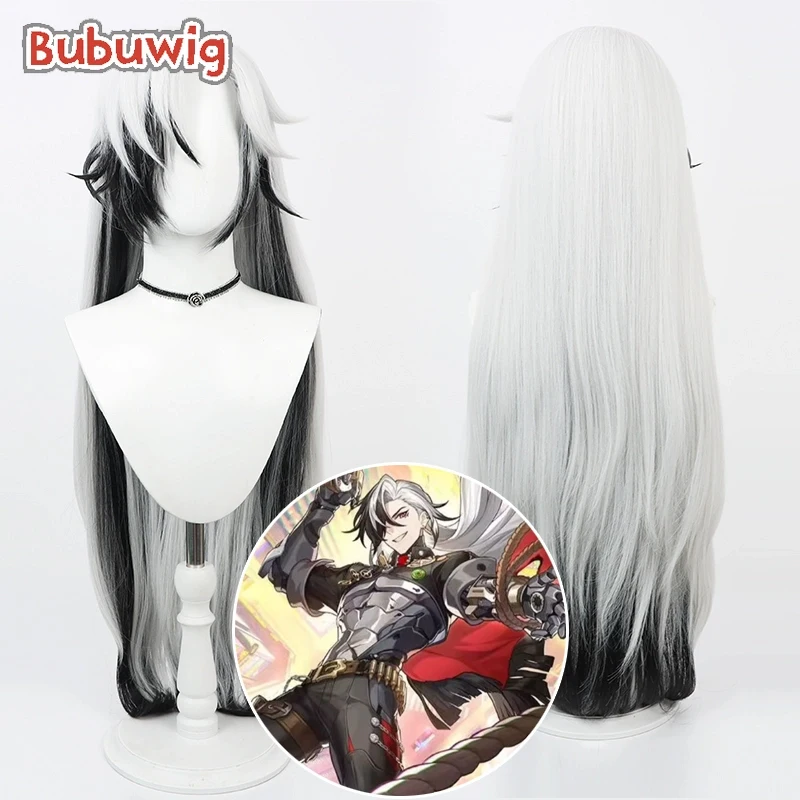 Bubuwig Synthetic Hair Boothill Cosplay Wigs Honkai: Star Rail Boothill 80cm Long Straight White Mixed Black Wig Heat Resistant