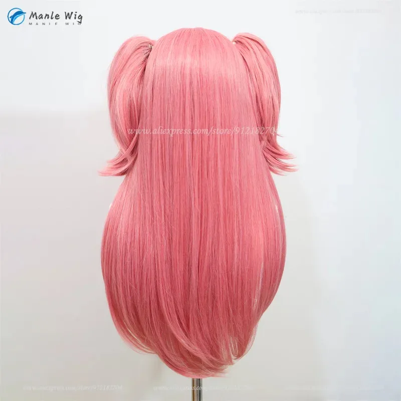 QQ34Anime Momoi Airi 코스프레 핑크 포니테일 내열성 합성 머리 더 점프 + 가발 모자