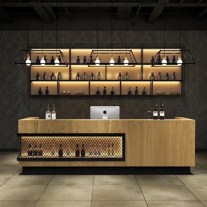 Retro Industrial Style Bar Counter Restaurant Checkout Desk Front Reception Table for BBQ Hot Pot Cafe Internet Bar Cleaning