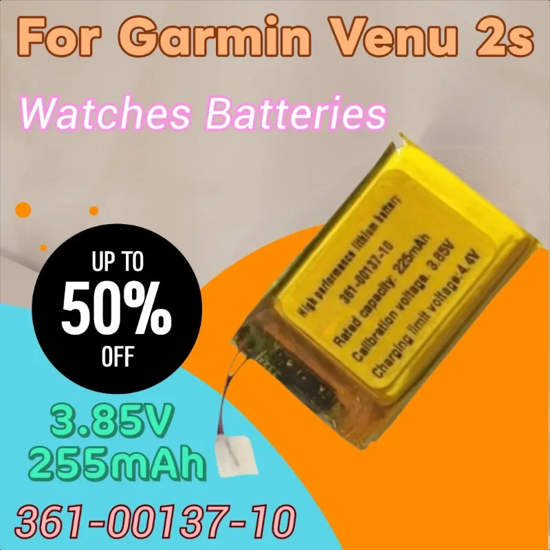 

100% New High Quality 3.85V 255mAh Replacement Watch Battery 361-00137-10 for Garmin Venu 2s