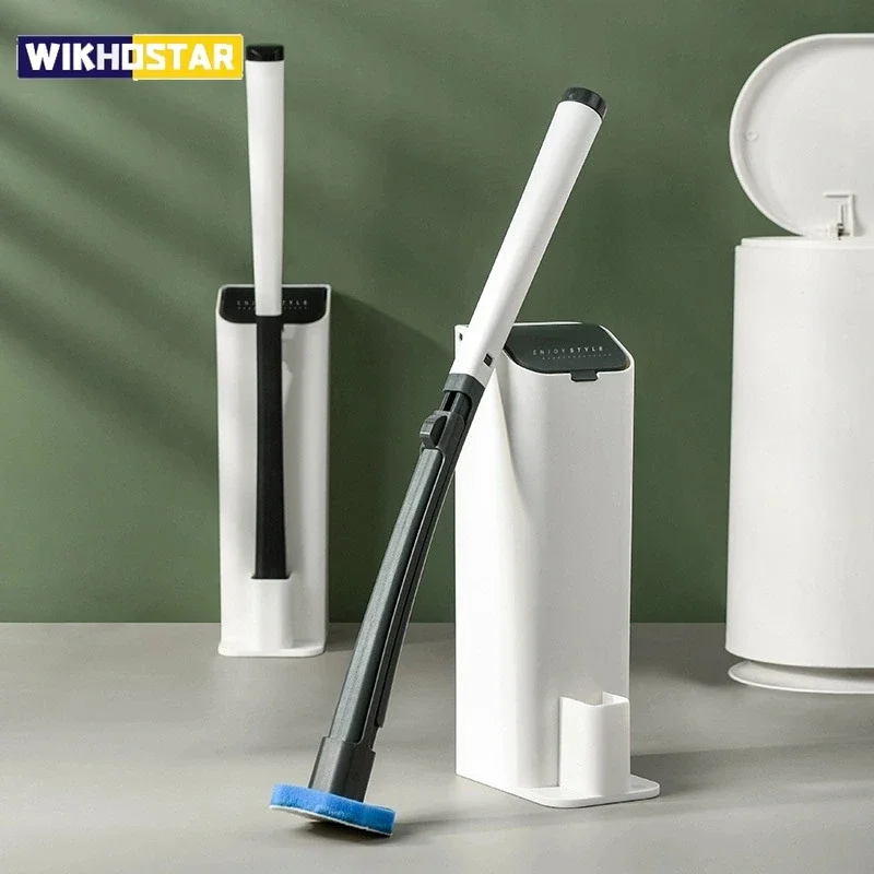 Disposable Cleaning Toilet Brush Long Handle No Dead Angle Cleaning Brush Replacement Brush Head Cleaning Tool