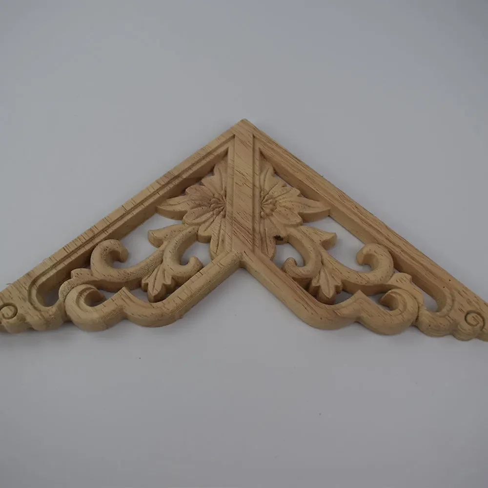 Woodcarving Decorative Appliques Frame Wall Door Crafts Corner Furniture Unique Floral Wood Carved Wooden Statues Sculptures