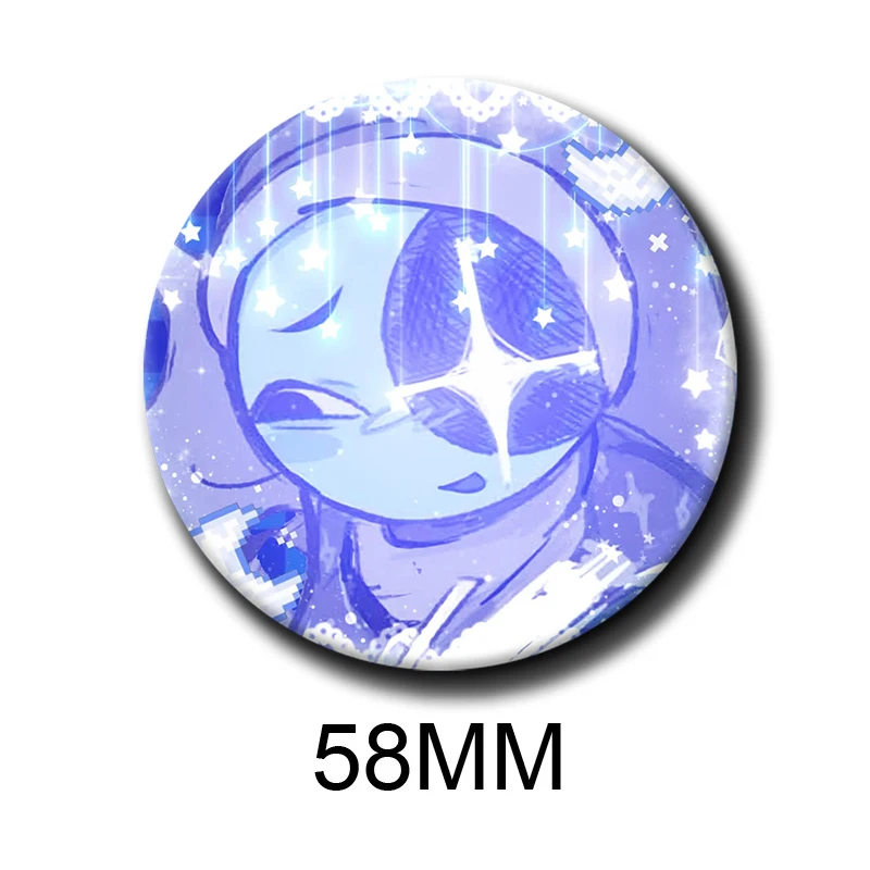 58mm D-Dandys Game World Pin Tinplate Round Brooch Cartoon Game Character Astro Nijigen Otaku Cosplay Culture Badges 1PC