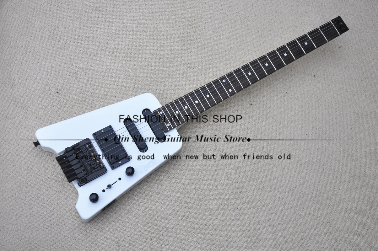 

Classic headless guitar, white body, maple neck, fixed bridge, SSH pickup, 24 frets, factory custom
