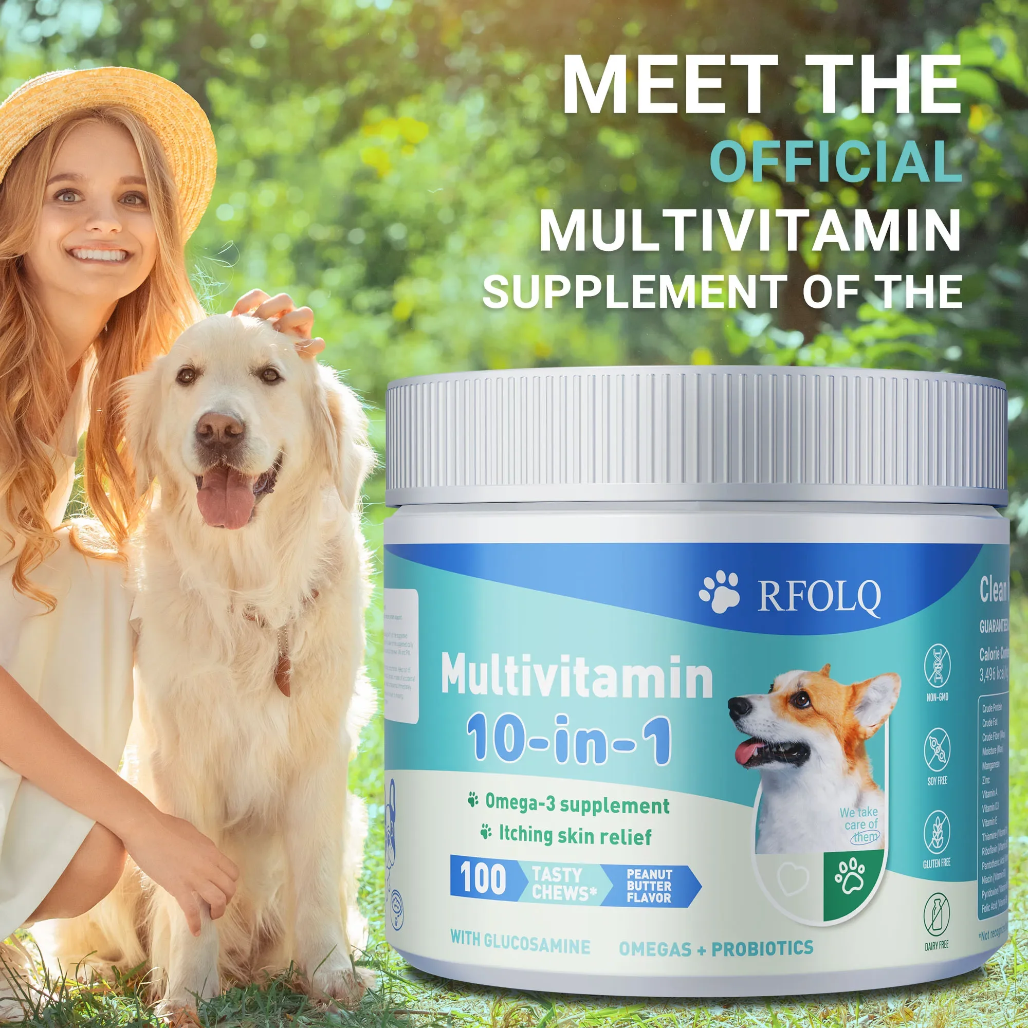 

10-in-1 Multivitamin Dog Supplement - Promotes Skin and Hair Health, Supports Gut Health, Mobility and Overall Health