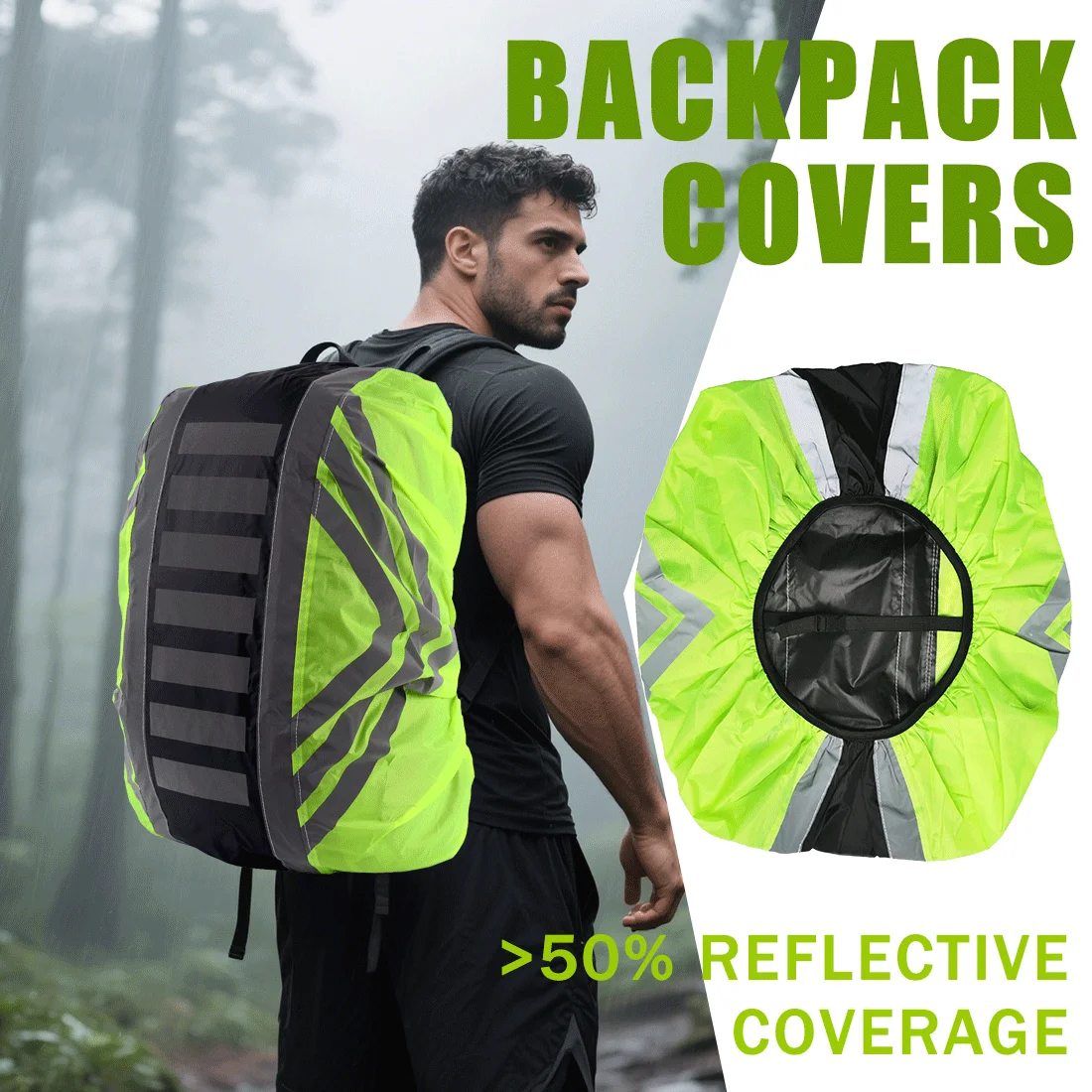 

15L-55L Reflective Waterproof Backpack Cover Bag Protective Cover with High-quality Buckle for Cycling Motorcycle Backpack Case