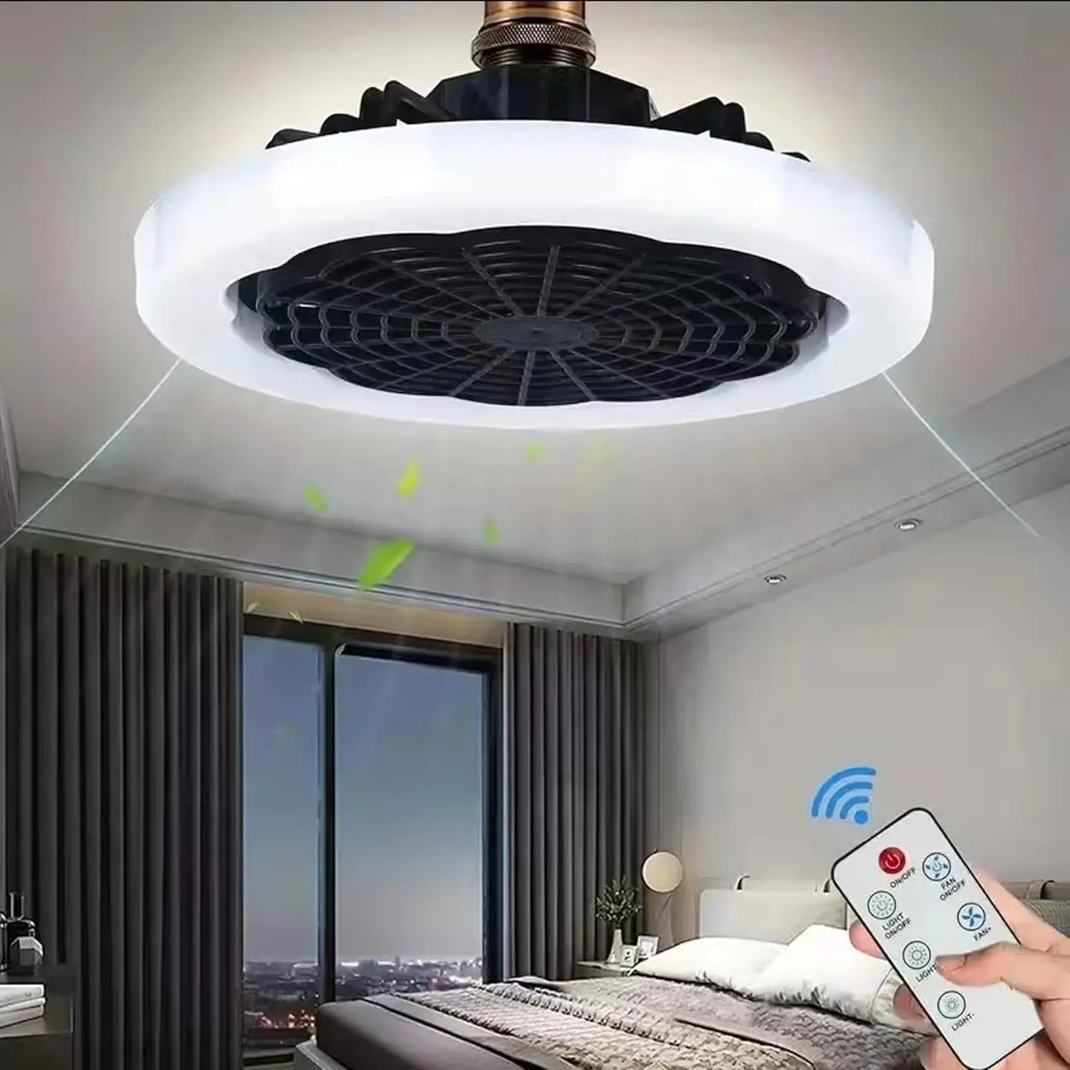 Puvaue Socket Ceiling Fan With  Control Mini Fan Light 9.05