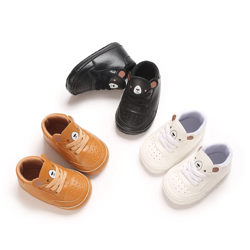 

Baby Shoes Newborn Boys Sneaker Girls Cartoon First Walkers Kids Toddlers Lace Up PU Leather Soft Soles Sneakers 0-18 Months