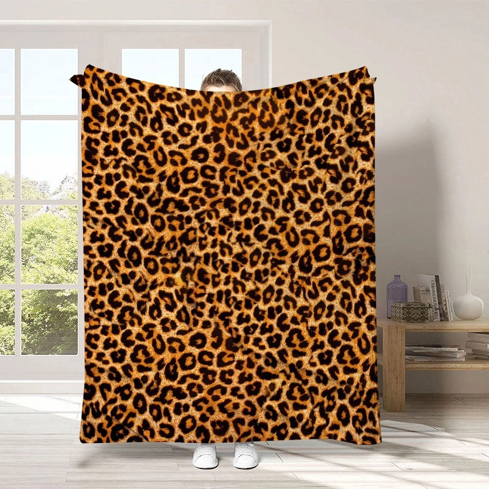 Patchwork Leopard Print Throw Blanket for Sofa Bedroom Office Daily Rest Great For Holiday Gathering And Gift Giving