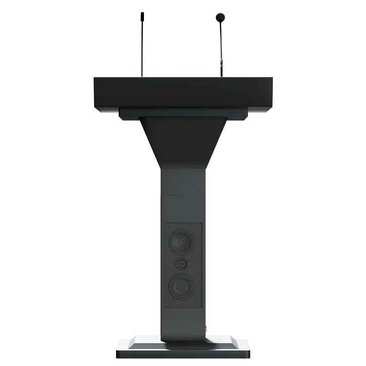 

Modern Wooden Pulpit Stand Church Lectern With Built-in 60W/100W Amplifier & Wireless Microphones For Conference Rooms