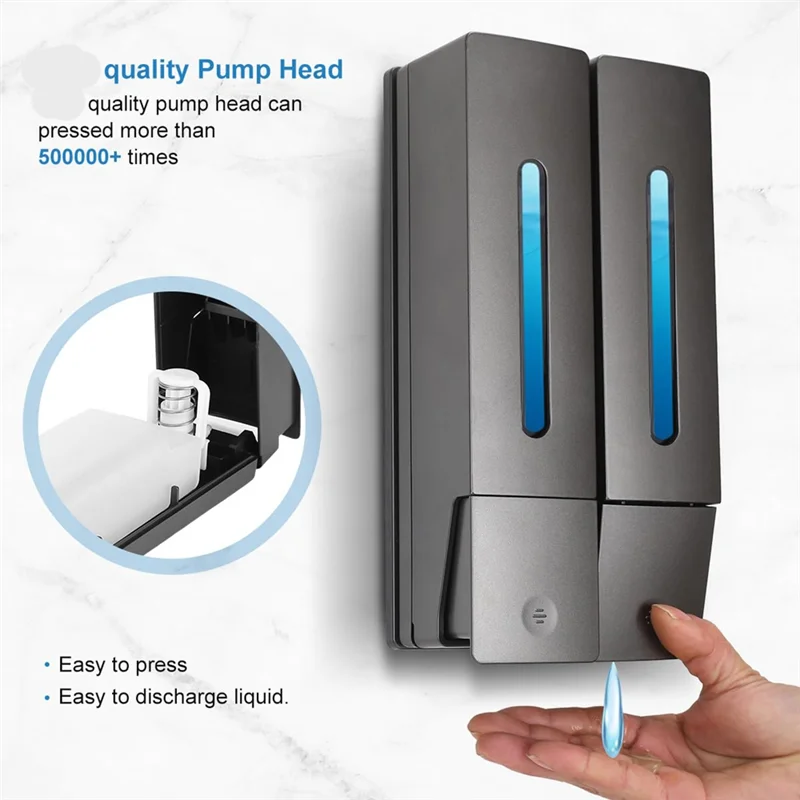 BAAG-เครื่องจ่ายสบู่ติดผนัง,เครื่องจ่ายสบู่ติดผนัง 2 X 400 มล.,ไม่มีการเจาะ,สําหรับห้องครัวและห้องน้ํา