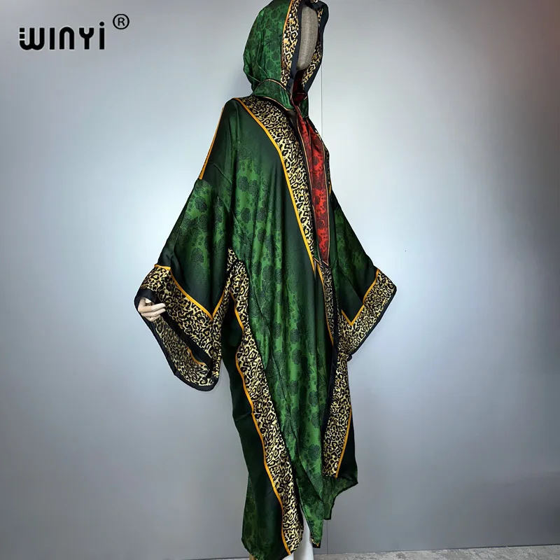 Winyi feminino com capuz cardigan solto festa vestido longo férias kaftan moda quimono abaya dubai luxo boho praia cobrir